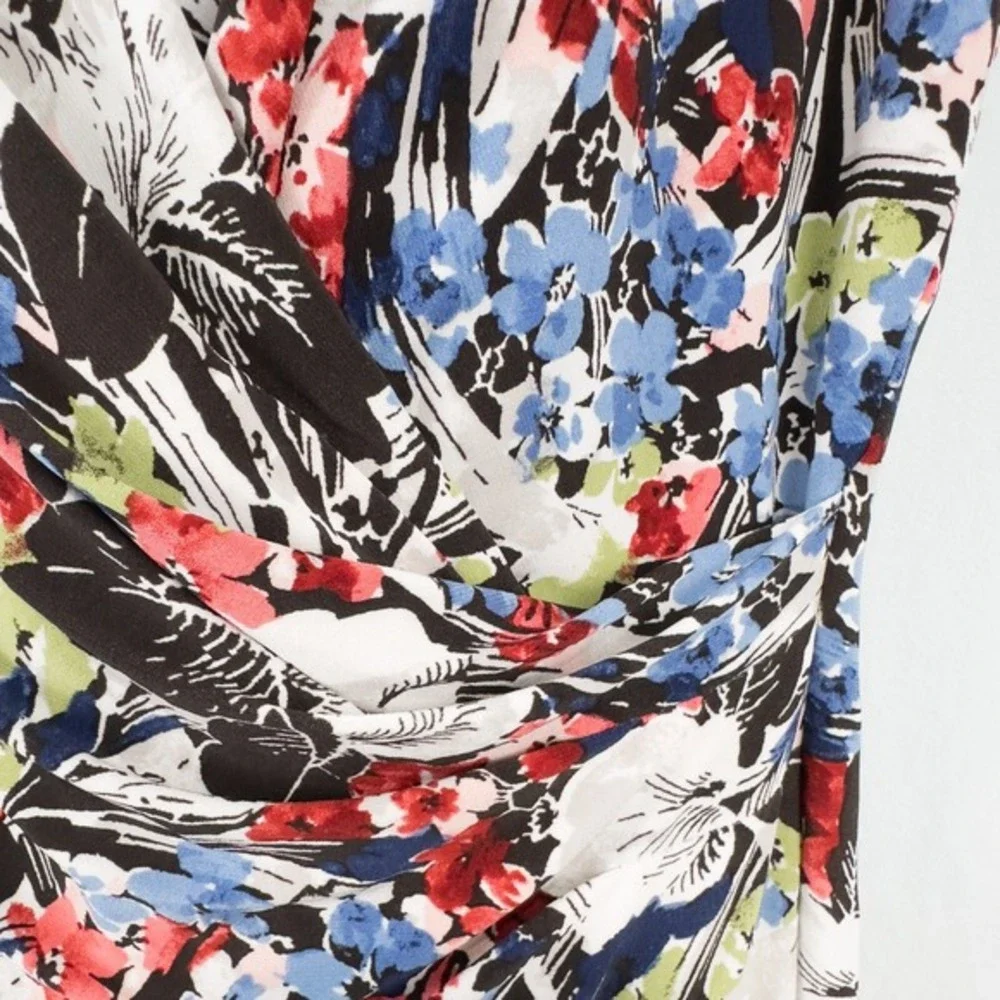 Lauren‎ Ralph Lauren Floral Flutter Sleeve Surplice Dress Size 10 V Neck Ruched - Picture 8 of 16